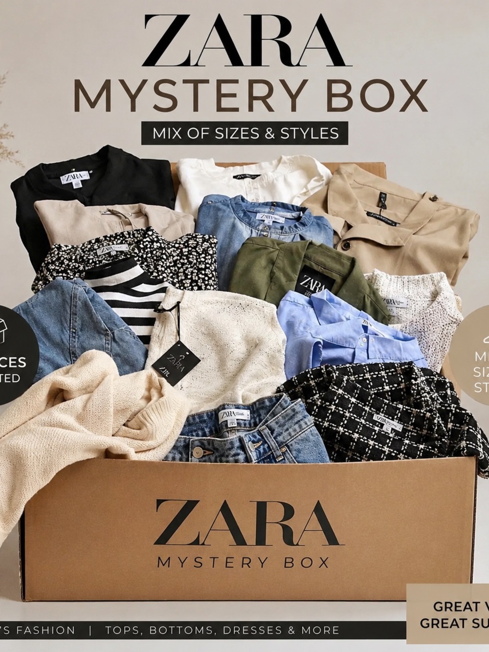 Zara Mistery box for resellers Color Tops & Denim Assortment men’s women’s